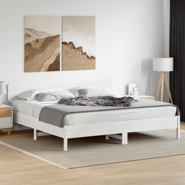 Kopfteil Weiß 200 cm Massivholz Kiefer