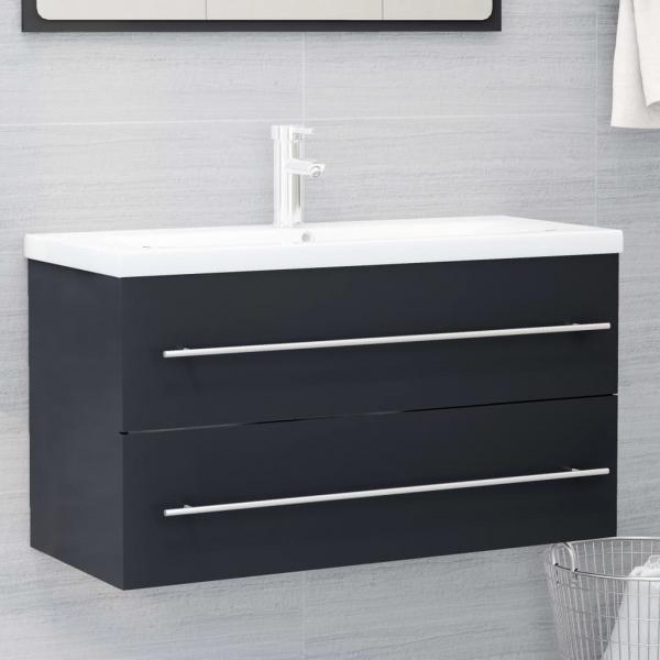 ARDEBO.de - 2-tlg. Badmöbel-Set Grau Holzwerkstoff