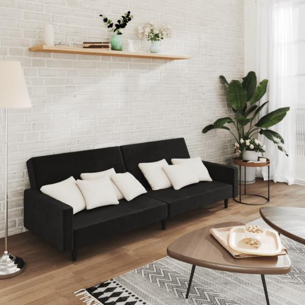 ARDEBO.de - Schlafsofa 2-Sitzer Schwarz Samt