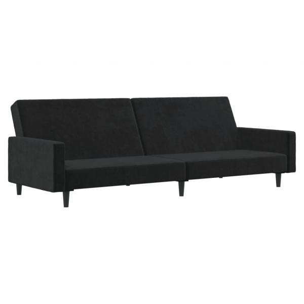 Schlafsofa 2-Sitzer Schwarz Samt