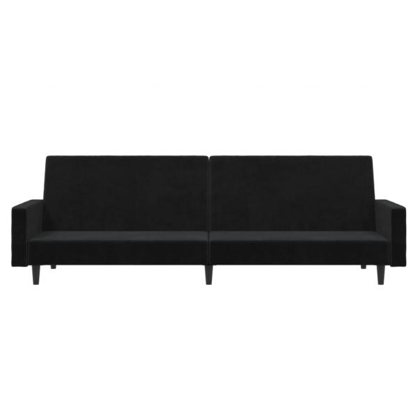 Schlafsofa 2-Sitzer Schwarz Samt