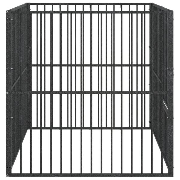 Hundelaufstall 4-tlg. Schwarz Verzinkter Stahl
