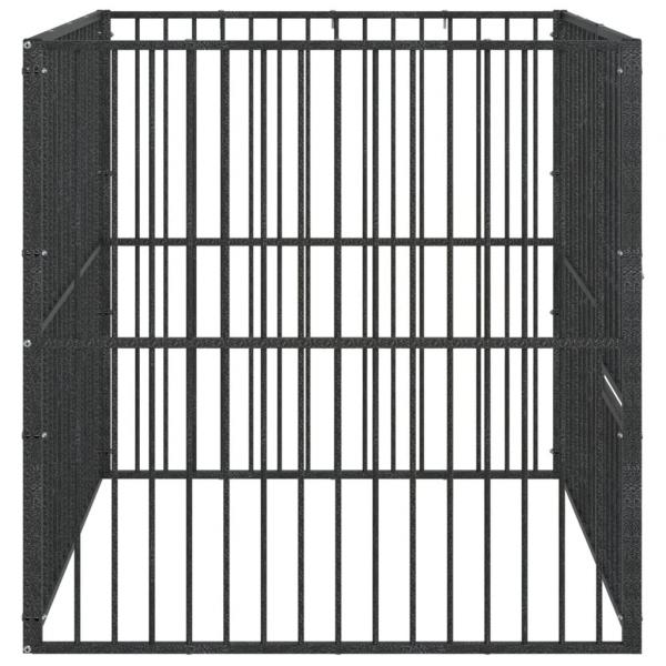 Hundelaufstall 4-tlg. Schwarz Verzinkter Stahl