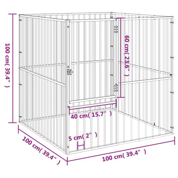 Hundelaufstall 4-tlg. Schwarz Verzinkter Stahl