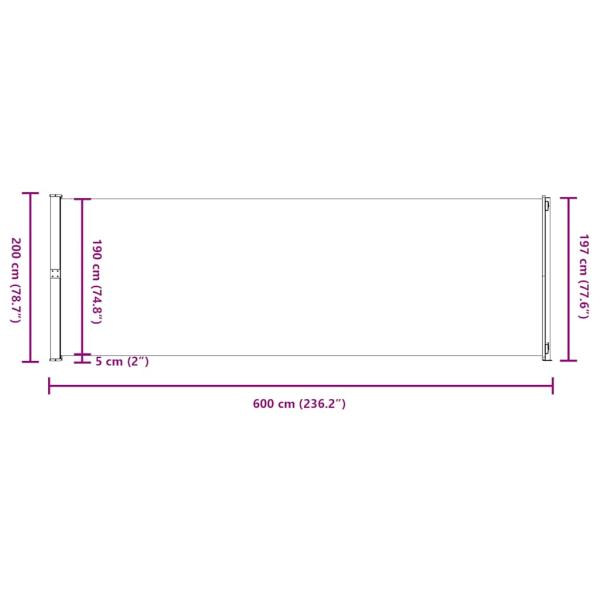 Seitenmarkise Ausziehbar 200x600 cm Creme