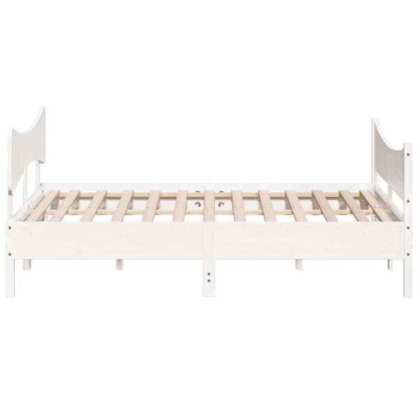 Massivholzbett mit Kopfteil Weiß 180x200 cm Kiefer