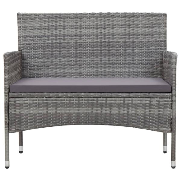 2-tlg. Garten-Lounge-Set mit Auflage Poly Rattan Grau 