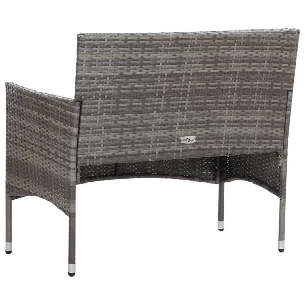 2-tlg. Garten-Lounge-Set mit Auflage Poly Rattan Grau 