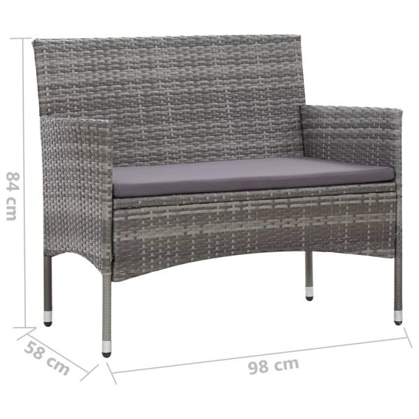 2-tlg. Garten-Lounge-Set mit Auflage Poly Rattan Grau 