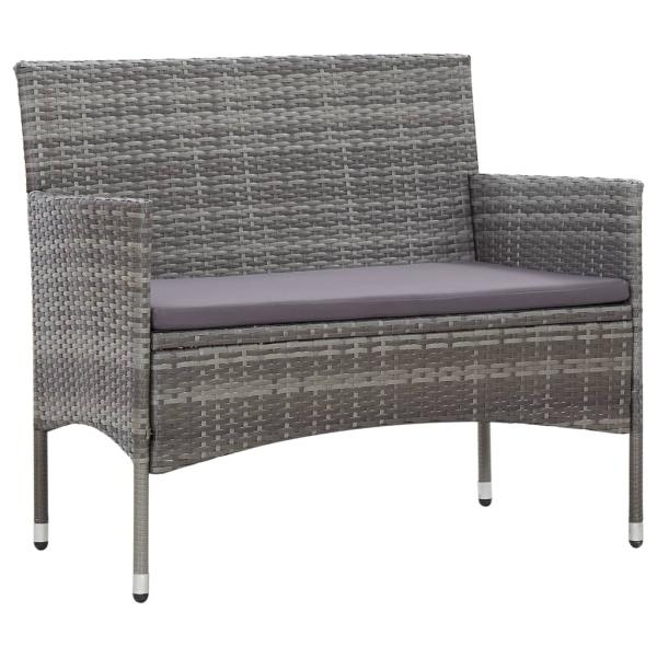 2-tlg. Garten-Lounge-Set mit Auflage Poly Rattan Grau 