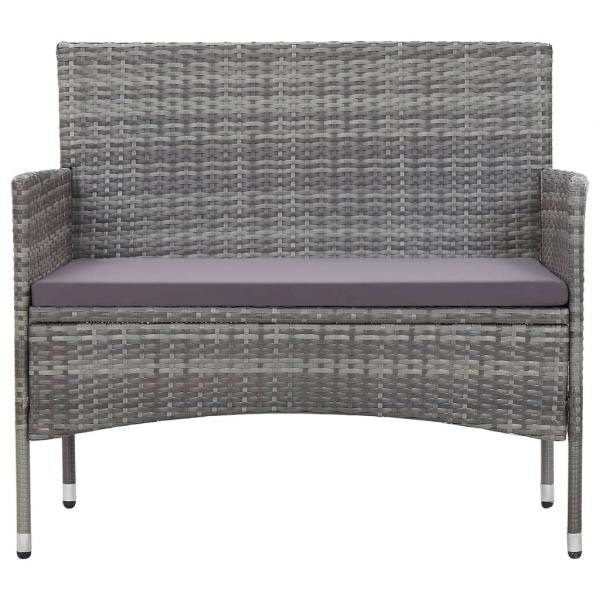 2-tlg. Garten-Lounge-Set mit Auflage Poly Rattan Grau 