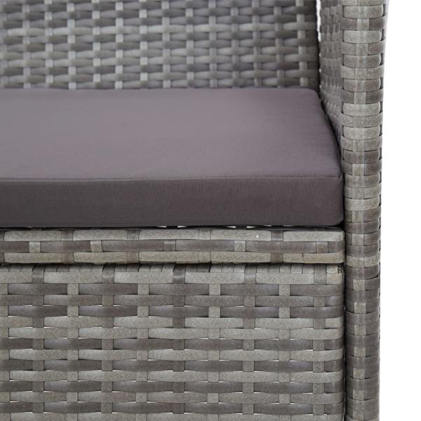 2-tlg. Garten-Lounge-Set mit Auflage Poly Rattan Grau 