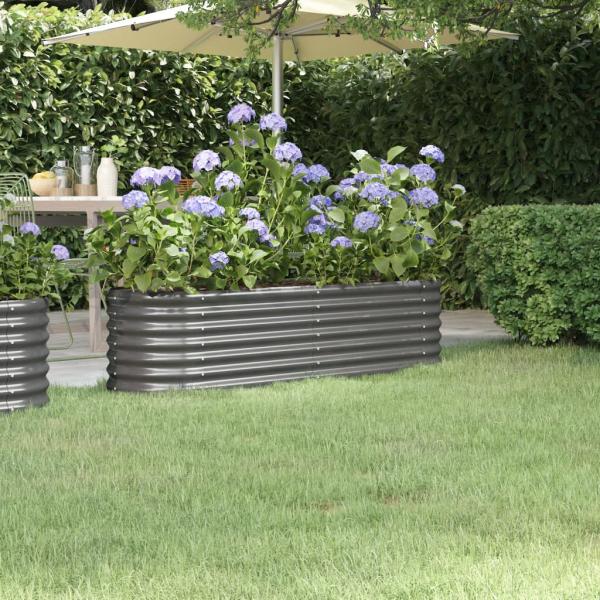 ARDEBO.de - Hochbeet Pulverbeschichteter Stahl 152x40x36 cm Grau