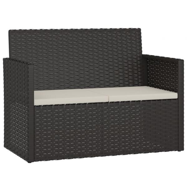 Gartenbank mit Kissen Schwarz 105 cm Poly Rattan