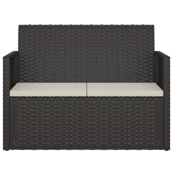 Gartenbank mit Kissen Schwarz 105 cm Poly Rattan