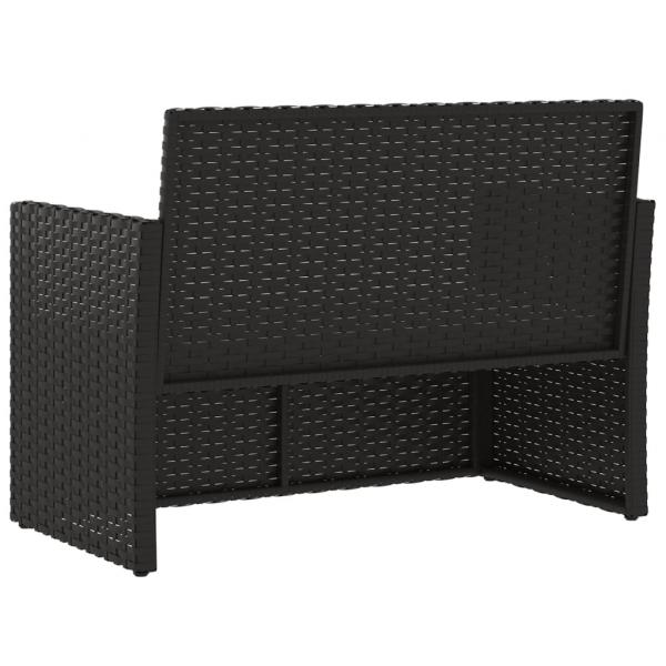 Gartenbank mit Kissen Schwarz 105 cm Poly Rattan