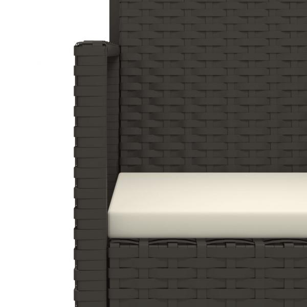 Gartenbank mit Kissen Schwarz 105 cm Poly Rattan