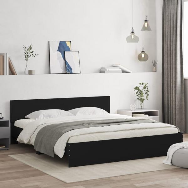 ARDEBO.de - Bettgestell mit Kopfteil Schwarz 180x200 cm
