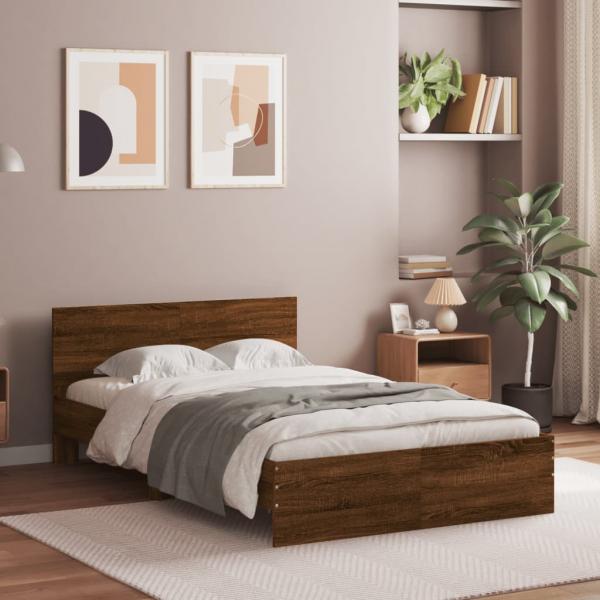 ARDEBO.de - Bettgestell mit Kopfteil Braun Eiche-Optik 120x200 cm