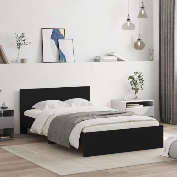ARDEBO.de - Bettgestell mit Kopfteil Schwarz 135x190 cm