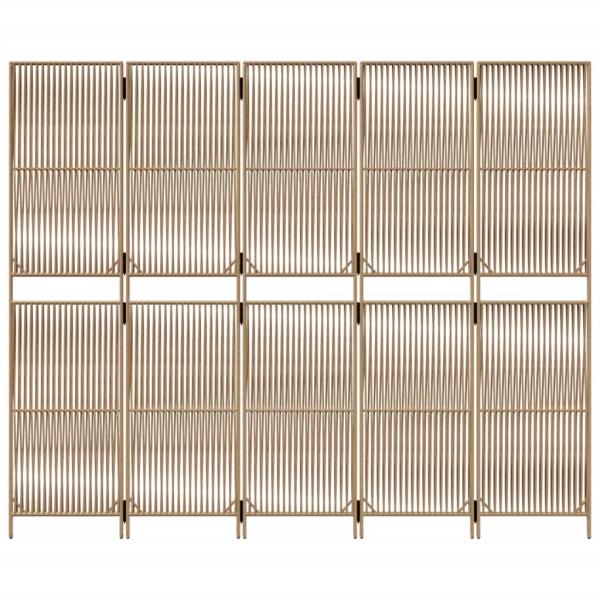 Paravent 5-tlg. Beige Poly Rattan