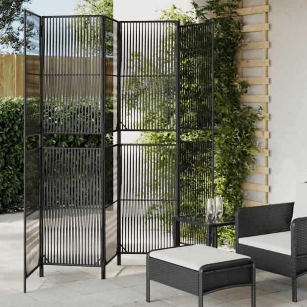 ARDEBO.de - Paravent 6-tlg. Schwarz Poly Rattan