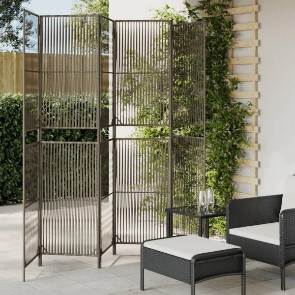 ARDEBO.de - Paravent 6-tlg. Grau Poly Rattan