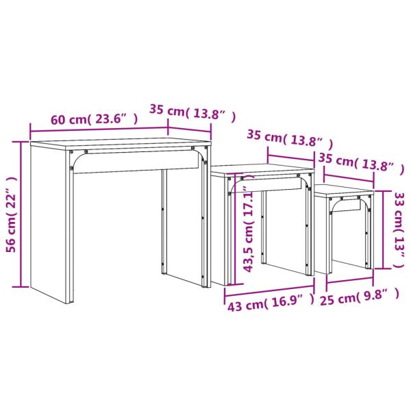 Satztische 3 Stk. Sonoma-Eiche Holzwerkstoff