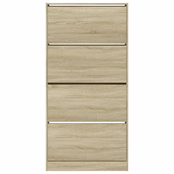 Schuhschrank mit 4 Klappen Sonoma-Eiche 80x21x163,5 cm