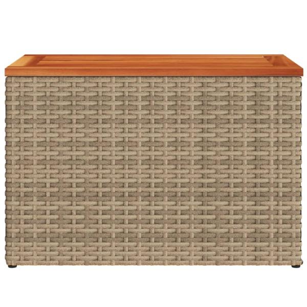 Garten-Beistelltische 2 Stk. Beige 55x34x37 cm Poly Rattan Holz