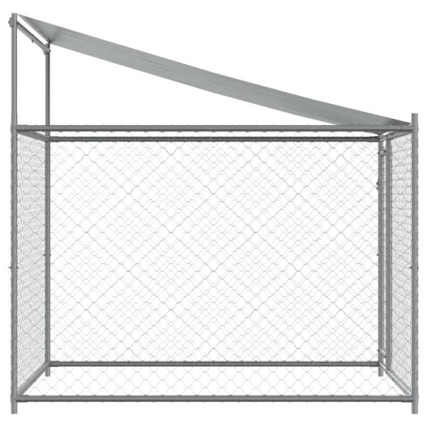 Hundezwinger mit Dach und Tür Grau 2x2x2 m Verzinkter Stahl