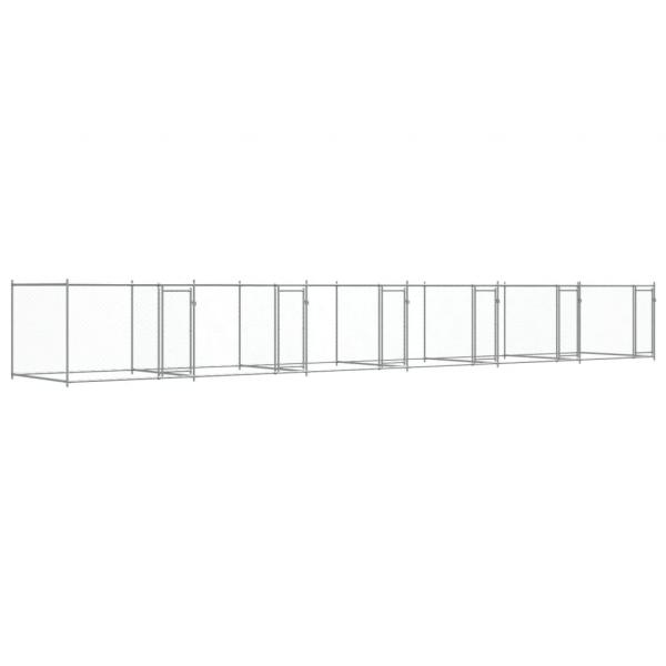 Hundezwinger mit Türen Grau 12x2x1,5 m Verzinkter Stahl