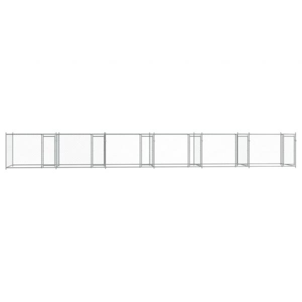 Hundezwinger mit Türen Grau 12x2x1,5 m Verzinkter Stahl