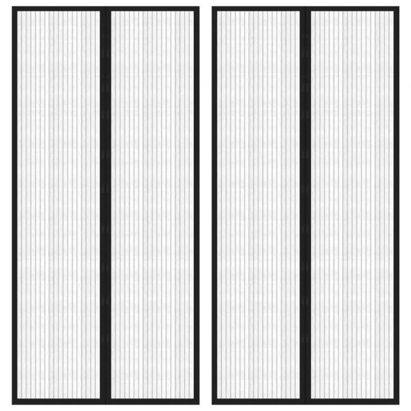 ARDEBO.de - Fliegengitter-Türvorhänge 2 Stk. Magnet Schwarz 220x110 cm