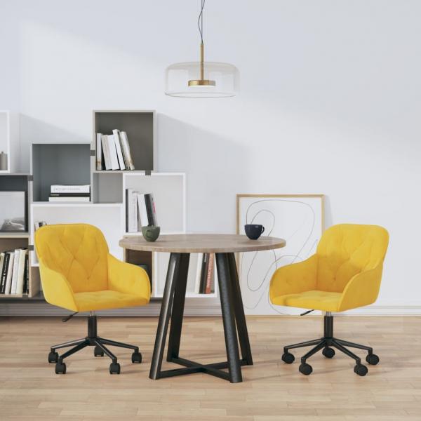 ARDEBO.de - Esszimmerstühle 2 Stk. Drehbar Gelb Samt