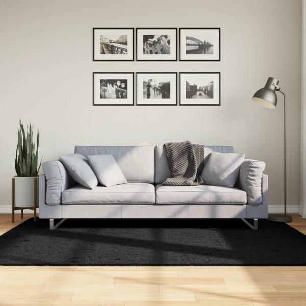 ARDEBO.de - Shaggy-Teppich PAMPLONA Hochflor Modern Schwarz 140x200 cm