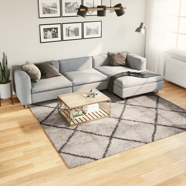 ARDEBO.de - Shaggy-Teppich Hochflor Modern Beige Anthrazit 240x240 cm
