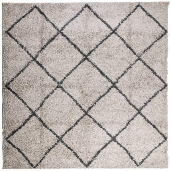 Shaggy-Teppich Hochflor Modern Beige Anthrazit 240x240 cm
