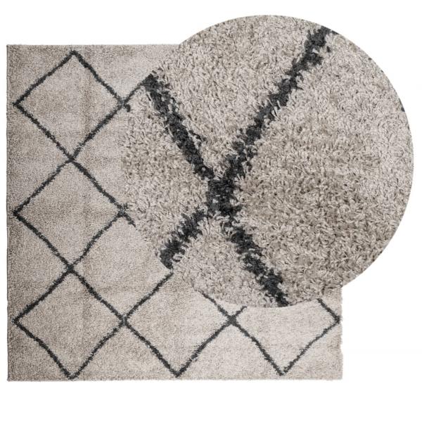 Shaggy-Teppich Hochflor Modern Beige Anthrazit 240x240 cm