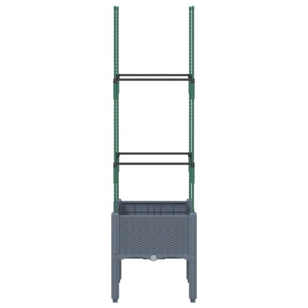 Pflanzkübel mit Rankgitter Grau 40x40x142,5 cm PP