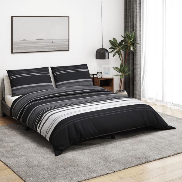 ARDEBO.de - Bettwäsche-Set Schwarz und Weiß 240x220 cm Baumwolle