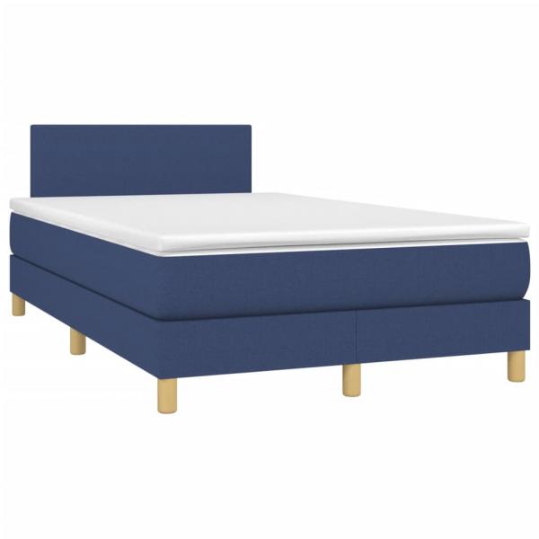 ARDEBO.de - Boxspringbett mit Matratze & LED Blau 120x190 cm Stoff