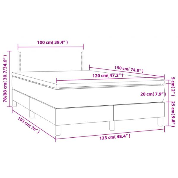 Boxspringbett mit Matratze & LED Dunkelgrau 120x190 cm Stoff