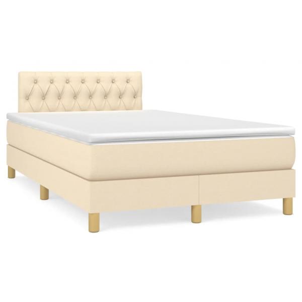 ARDEBO.de - Boxspringbett mit Matratze Creme 120x190 cm Stoff