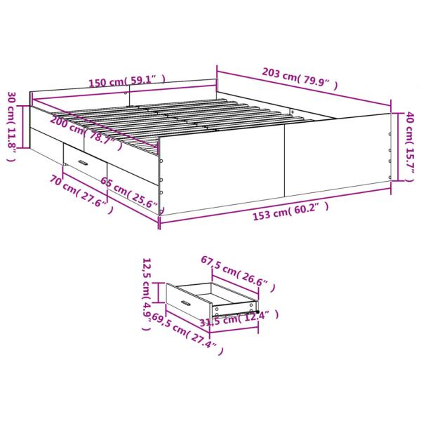 Bettgestell mit Schubladen Schwarz 150x200 cm Holzwerkstoff