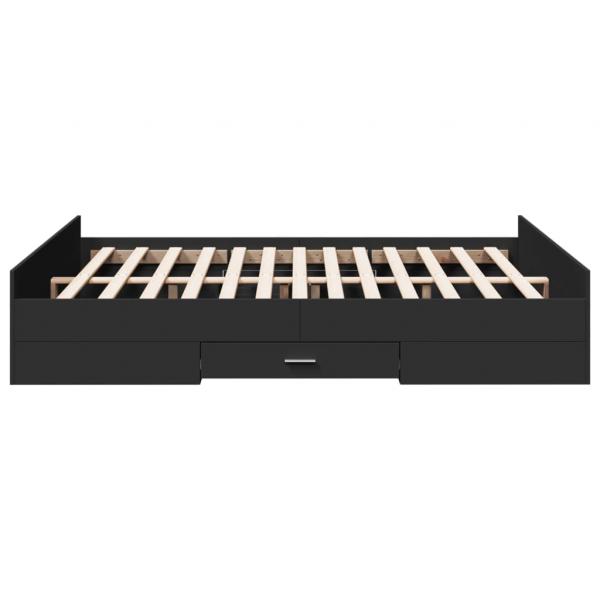 Bettgestell mit Schubladen Schwarz 150x200 cm Holzwerkstoff