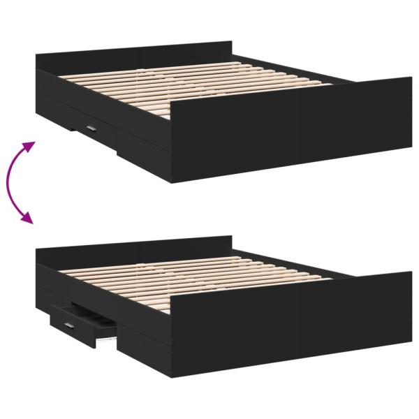 Bettgestell mit Schubladen Schwarz 150x200 cm Holzwerkstoff
