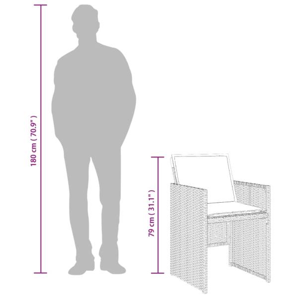 Gartenstühle mit Kissen 4 Stk. Grau Poly Rattan