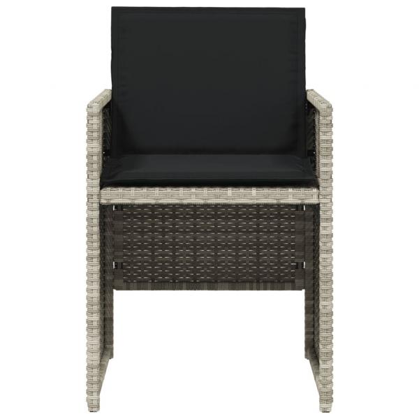 Gartenstühle mit Kissen 4 Stk. Hellgrau Poly Rattan