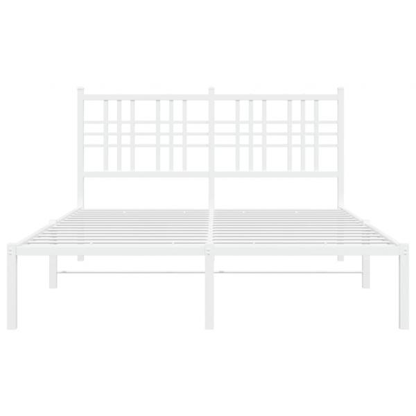 Bettgestell mit Kopfteil Metall Weiß 140x200 cm